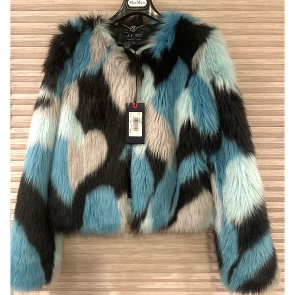 AJ Armani Jeans Multi-Color Faux Fur Jacket Size 2 - Picture 3 of 6